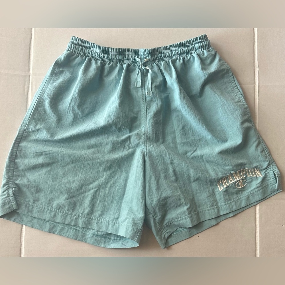 ✨🩵RareVtg 90s Champion Shorts Mens SMALL Teal Blue Athletic Gym NylonLined Retro - Picture 5 of 16